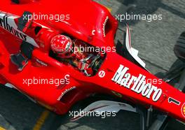 18.04.2003 Imola, San Marino, SM, Formel1, Freitag, Michael Schumacher (D, 01), Scuderia Ferrari Marlboro, F2002, auf der Strecke (Track) - (Imola, Autodromo Enzo e Dino Ferrari, 4,933 km - Grand Prix of San Marino 2003, Formel 1, F1)  - Weitere Bilder auf www.xpb.cc, eMail: info@xpb.cc - Belegexemplare senden. Abdruck ist honorarpflichtig. c Copyrightnachweis: xpb.cc