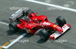 18.04.2003 Imola, San Marino, SM, Formel1, Freitag, Michael Schumacher (D, 01), Scuderia Ferrari Marlboro, F2002, auf der Strecke (Track) - (Imola, Autodromo Enzo e Dino Ferrari, 4,933 km - Grand Prix of San Marino 2003, Formel 1, F1)  - Weitere Bilder auf www.xpb.cc, eMail: info@xpb.cc - Belegexemplare senden. Abdruck ist honorarpflichtig. c Copyrightnachweis: xpb.cc