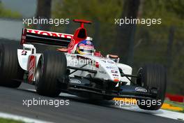 19.04.2003 Imola, San Marino, SM, Formel1, Samstag, Qualifying, Jacques Villeneuve (CDN, 16), Lucky Strike BAR Honda, BAR005, auf der Strecke (Track) - (Imola, Autodromo Enzo e Dino Ferrari, 4,933 km - Grand Prix of San Marino 2003, Formel 1, F1)  - Weitere Bilder auf www.xpb.cc, eMail: info@xpb.cc - Belegexemplare senden. Abdruck ist honorarpflichtig. c Copyrightnachweis: xpb.cc