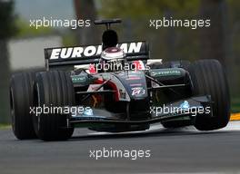 19.04.2003 Imola, San Marino, SM, Formel1, Samstag, Jos Verstappen (NL, 19), Minardi Cosworth, PS03, auf der Strecke (Track) - (Imola, Autodromo Enzo e Dino Ferrari, 4,933 km - Grand Prix of San Marino 2003, Formel 1, F1)  - Weitere Bilder auf www.xpb.cc, eMail: info@xpb.cc - Belegexemplare senden. Abdruck ist honorarpflichtig. c Copyrightnachweis: xpb.cc