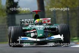 19.04.2003 Imola, San Marino, SM, Formel1, Samstag, Mark Webber (AUS, 14), Jaguar Racing, R4, auf der Strecke (Track) - (Imola, Autodromo Enzo e Dino Ferrari, 4,933 km - Grand Prix of San Marino 2003, Formel 1, F1)  - Weitere Bilder auf www.xpb.cc, eMail: info@xpb.cc - Belegexemplare senden. Abdruck ist honorarpflichtig. c Copyrightnachweis: xpb.cc