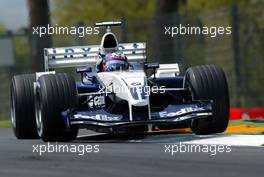 19.04.2003 Imola, San Marino, SM, Formel1, Samstag, Juan-Pablo Montoya (Juan Pablo, CO, 03), BMW WilliamsF1 Team, FW25, auf der Strecke (Track) - (Imola, Autodromo Enzo e Dino Ferrari, 4,933 km - Grand Prix of San Marino 2003, Formel 1, F1)  - Weitere Bilder auf www.xpb.cc, eMail: info@xpb.cc - Belegexemplare senden. Abdruck ist honorarpflichtig. c Copyrightnachweis: xpb.cc