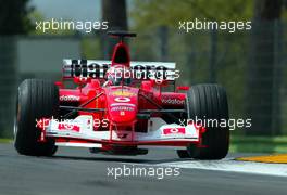 19.04.2003 Imola, San Marino, SM, Formel1, Samstag, Rubens Barrichello (BR, 02), Scuderia Ferrari Marlboro, F2002, auf der Strecke (Track)  - (Imola, Autodromo Enzo e Dino Ferrari, 4,933 km - Grand Prix of San Marino 2003, Formel 1, F1)  - Weitere Bilder auf www.xpb.cc, eMail: info@xpb.cc - Belegexemplare senden. Abdruck ist honorarpflichtig. c Copyrightnachweis: xpb.cc