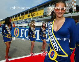 20.04.2003 Imola, San Marino, SM, Formel1, Sonntag (Ostern), Grid Girls (Fosters Girls) - (Imola, Autodromo Enzo e Dino Ferrari, 4,933 km - Grand Prix of San Marino 2003, Formel 1, F1)  - Weitere Bilder auf www.xpb.cc, eMail: info@xpb.cc - Belegexemplare senden. Abdruck ist honorarpflichtig. c Copyrightnachweis: xpb.cc