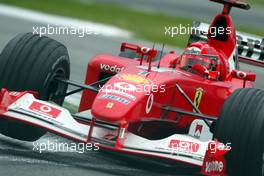 20.04.2003 Imola, San Marino, SM, Formel1, Sonntag (Ostern), Rennen, Michael Schumacher (D, 01), Scuderia Ferrari Marlboro, F2002, auf der Strecke (Track) - (Imola, Autodromo Enzo e Dino Ferrari, 4,933 km - Grand Prix of San Marino 2003, Formel 1, F1)  - Weitere Bilder auf www.xpb.cc, eMail: info@xpb.cc - Belegexemplare senden. Abdruck ist honorarpflichtig. c Copyrightnachweis: xpb.cc