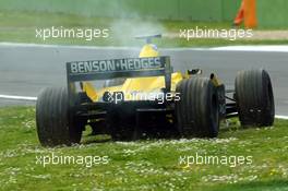 20.04.2003 Imola, San Marino, SM, Formel1, Sonntag (Ostern), Rennen, Giancarlo Fisichella (I, 11), Jordan Ford, EJ13, auf der Strecke (Track) im Gras - (Imola, Autodromo Enzo e Dino Ferrari, 4,933 km - Grand Prix of San Marino 2003, Formel 1, F1)  - Weitere Bilder auf www.xpb.cc, eMail: info@xpb.cc - Belegexemplare senden. Abdruck ist honorarpflichtig. c Copyrightnachweis: xpb.cc