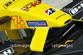 17.04.2003 Imola, San Marino, SM, Formel1, Donnerstag, neuer Sponsor bei den Jordan Ford Wagen - NICOLOSI N TRANSPORTI / FZA MORSE - (Imola, Autodromo Enzo e Dino Ferrari, 4,933 km - Grand Prix of San Marino 2003, Formel 1, F1)  - Weitere Bilder auf www.xpb.cc, eMail: info@xpb.cc - Belegexemplare senden. Abdruck ist honorarpflichtig. c Copyrightnachweis: xpb.cc