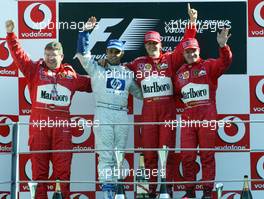 14.09.2003 Monza, Italien, F1 in Monza, Sonntag, VIP, Podium, Ross Brawn (Ferrari, Technischer Direktor, Technical Director), Juan-Pablo Montoya (CO, BMW WilliamsF1), Michael Schumacher (D, Ferrari), Rubens Barrichello (BR, Ferrari) - Formel 1 Grand Prix (GP) von Italien 2003 (Autodromo Nazionale Monza, Italy) - Weitere Bilder auf www.xpb.cc, eMail: info@xpb.cc - Belegexemplare senden. Abdruck ist honorarpflichtig. c Copyrightnachweis: xpb.cc