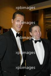 12.12.2003 Monte Carlo, Monaco, Offizielle FIA Jahresabschlußgala und Preisverleihung für die Formel1 Saison 2003 im Sporting Club von Monte Carlo - hier: Michael Schumacher (D, Ferrari) und Jean Todt (Ferrari, Teamchef, General Manager, GES), Portrait - (Official FIA F1 price giving ceremony 2002, FIA - Fédération Internationale de l'Automobile, 12.12.2003, Friday / Freitag)  c fia.com/xpb.cc - weitere Bilder auf der Datenbank unter www.xpb.cc. For further information's have a look on fia.com.