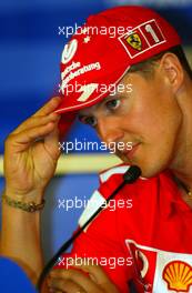 26.06.2003 Nürburg, Deutschland, F1 am Nürburgring, Donnerstag, FIA Pressekonferenz mit: Michael Schumacher (D, Ferrari) - Formel 1 Grand Prix (GP) von Europa 2003, Nuerburg, Germany - Weitere Bilder auf www.xpb.cc, eMail: info@xpb.cc - Abdruck ist honorarpflichtig. c Copyrightnachweis: xpb.cc