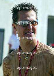 25.09.2003 Indianapolis, USA, F1 in Indy (USA), Donnerstag, Michael Schumacher (D, 01), Scuderia Ferrari Marlboro, Portrait - 2003 United States Grand Prix (Indianapolis Motor Speedway, USGP, Formel 1, Brickyard) - Weitere Bilder auf www.xpb.cc, eMail: info@xpb.cc - Belegexemplare senden. Abdruck ist honorarpflichtig. c Copyrightnachweis: xpb.cc