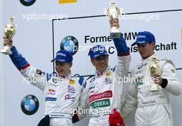 27.04.2003 Hockenheim, Deutschland, Formel BMW ADAC Meisterschaft 2003, Rennen, Podium, Sebastian Vettel (GER), Maximilian Götz (GER), Robert Kath (GER), ADAC Sachsen e.V. - Grand-Prix-Kurs des Hockenheimring Baden-Württemberg - Weitere Bilder auf www.xpb.cc, eMail: info@xpb.cc - Belegexemplare senden. c Copyright Kennzeichnung mit: xpb.cc