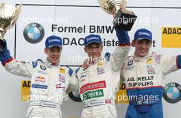 25.05.2003 Nürburg, Deutschland, Podium, Maximilian Götz (GER), Mücke Motorsport (1st, center), Sebastian Vettel (GER), Eifelland Racing (2nd, left), and Robby Coleman (IRL), HBR Motorsport GmbH (3rd, right) - Formel BMW ADAC Meisterschaft 2003 in Nürburg, Grand-Prix-Kurs des Nürburgring (Formel BMW ADAC Meisterschaft)  - Weitere Bilder auf www.xpb.cc, eMail: info@xpb.cc - Belegexemplare senden. c Copyright: Kennzeichnung mit: Miltenburg / xpb.cc