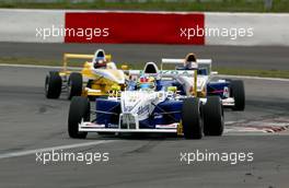 24.05.2003 Nürburg, Deutschland, Formel BMW ADAC Meisterschaft 2003, Maximilian Götz (GER), Mücke Motorsport vor Sebastian Vettel (GER), Eifelland Racing und Michael Devaney (IRL), Team Rosberg - Nürburgring. - Weitere Bilder auf www.xpb.cc, eMail: info@xpb.cc - c Copyrightnachweis: xpb.cc