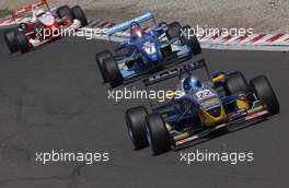 10.08.2003 Zandvoort, Die Niederlande, Christian Klien (AUT), ADAC Berlin-Brandenburg, Dallara F302 Mercedes-HWA, leading in front of Nelson Piquet Jr. (BRA), Piquet Sports, Dallara F303 Honda-Mugen, and Ryan Briscoe (AUS), Prema Powerteam Srl, Dallara F303 Opel-Spiess - Marlboro Masters of Formula 3 (2003) in Zandvoort, Circuit Park Zandvoort (Formel 3)  - Weitere Bilder auf www.xpb.cc, eMail: info@xpb.cc - Belegexemplare senden. c Copyright: Kennzeichnung mit: Miltenburg / xpb.cc