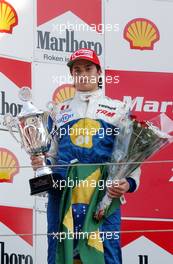 10.08.2003 Zandvoort, Die Niederlande, Podium, a disappointed Nelson Piquet Jr. (BRA), Piquet Sports, Portrait - Marlboro Masters of Formula 3 (2003) in Zandvoort, Circuit Park Zandvoort (Formel 3)  - Weitere Bilder auf www.xpb.cc, eMail: info@xpb.cc - Belegexemplare senden. c Copyright: Kennzeichnung mit: Miltenburg / xpb.cc