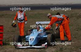 10.08.2003 Zandvoort, Die Niederlande, Billy Asaro (CAN), Menu F3 Motorsport, Dallara F302/3 Opel-Spiess, out of the race - Marlboro Masters of Formula 3 (2003) in Zandvoort, Circuit Park Zandvoort (Formel 3)  - Weitere Bilder auf www.xpb.cc, eMail: info@xpb.cc - Belegexemplare senden. c Copyright: Kennzeichnung mit: Miltenburg / xpb.cc