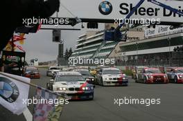 13.06.2004 Nuerburg, Germany 32. International ADAC Zürich 24h-Race Nürburgring Nordschleife, FINISH, RIGHT car, secound: 43, BMW M3 GTR, Team BMW Motorsport, Duncan Huisman (NLD), Pedro Lamy (PRT), Boris Said (USA), LEFT CAR, winning team, 42, BMW M3 GTR, Team BMW Motorsport, Joerg Mueller (GER), Dirk Mueller (GER), Hans-Joachim Stuck (AUT) - Nuerburgring, Nürburg, GER