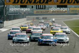 16.05.2004 Adria, Italy,  DTM, Sunday, Start of the race with Mattias Ekström (SWE), Audi Sport Team Abt, Audi A4 DTM, leading the pack - DTM Season 2004 at Adria International Raceway (Deutsche Tourenwagen Masters, Italy)