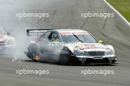 16.05.2004 Adria, Italy,  DTM, Sunday, Bernd Schneider (GER), Vodafone AMG-Mercedes, AMG-Mercedes C-Klasse, with damage to the body work which caused it to touch the tyre - DTM Season 2004 at Adria International Raceway (Deutsche Tourenwagen Masters, Italy)