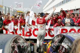 16.05.2004 Adria, Italy,  DTM, Sunday, Mattias Ekström (SWE), Audi Sport Team Abt, Audi A4 DTM, being congratulated by his team after winning his first race of the season - DTM Season 2004 at Adria International Raceway (Deutsche Tourenwagen Masters, Italy)