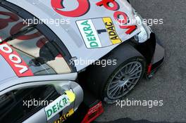 16.05.2004 Adria, Italy,  DTM, Sunday, Bernd Schneider (GER), Vodafone AMG-Mercedes, AMG-Mercedes C-Klasse, coming into the pits after he hit one of the tyre barriers at the chicane - DTM Season 2004 at Adria International Raceway (Deutsche Tourenwagen Masters, Italy)