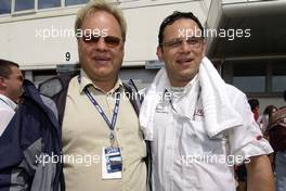 16.05.2004 Adria, Italy,  DTM, Sunday, The father of Mattias Ekström (SWE), Audi Sport Team Abt (left), with Hans-Jurgen Abt (GER), Teamchef Abt-Audi (right) - DTM Season 2004 at Adria International Raceway (Deutsche Tourenwagen Masters, Italy)