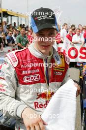 16.05.2004 Adria, Italy,  DTM, Sunday, Mattias Ekström (SWE), Audi Sport Team Abt, Portrait, trying to cool down a little bit after the race which was very hot for the drivers in the car - DTM Season 2004 at Adria International Raceway (Deutsche Tourenwagen Masters, Italy)