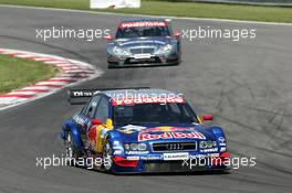 16.05.2004 Adria, Italy,  DTM, Sunday, Mattias Ekström (SWE), Audi Sport Team Abt, Audi A4 DTM, leading for Christijan Albers (NED), DaimlerChrysler Bank AMG-Mercedes, AMG-Mercedes C-Klasse - DTM Season 2004 at Adria International Raceway (Deutsche Tourenwagen Masters, Italy)