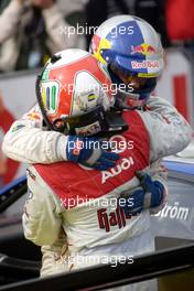 19.09.2004 Brno, Czech Republic,  DTM, Sunday, Tom Kristensen (DNK), Audi Sport Team Abt Sportsline (2nd), congratulates Mattias Ekström (SWE), Audi Sport Team Abt (1st) with the 2004 DTM championship - DTM Season 2004 at Automotodrom Brno, Czech Republic (Deutsche Tourenwagen Masters)