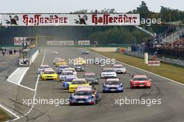 19.09.2004 Brno, Czech Republic,  DTM, Sunday, Start of the race with Mattias Ekström (SWE), Audi Sport Team Abt, Audi A4 DTM, leading - DTM Season 2004 at Automotodrom Brno, Czech Republic (Deutsche Tourenwagen Masters)