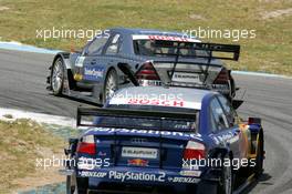 02.05.2004 Estoril, Portugal,  DTM, Sunday, Mattias Ekström (SWE), Audi Sport Team Abt, Audi A4 DTM, pushing hard to overtake Christijan Albers (NED), DaimlerChrysler Bank AMG-Mercedes, AMG-Mercedes C-Klasse (up front) - DTM Season 2004 at Circuito do Estoril (Deutsche Tourenwagen Masters, Portugal)