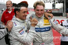 05.06.2004 Klettwitz, Germany,  DTM, Saturday, Polesitter Christijan Albers (NED), DaimlerChrysler Bank AMG-Mercedes, Portrait (right), with Jean Alesi (FRA), AMG-Mercedes, Portrait - DTM Season 2004 at Lausitzring (Deutsche Tourenwagen Masters)