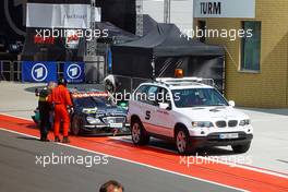 06.06.2004 Klettwitz, Germany,  DTM, Sunday, Race winner Gary Paffett (GBR), C-Klasse AMG-Mercedes, AMG-Mercedes C-Klasse, being towed back to the pits after stopping on the track. LOW QUALITY - DTM Season 2004 at Lausitzring (Deutsche Tourenwagen Masters)