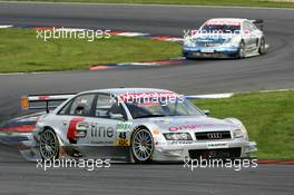 06.06.2004 Klettwitz, Germany,  DTM, Sunday, Frank Biela (GER), Audi Sport Infineon Team Joest, Audi A4 DTM, in front of Markus Winkelhock (GER), Original-Teile AMG-Mercedes, Mercedes CLK-DTM - DTM Season 2004 at Lausitzring (Deutsche Tourenwagen Masters)