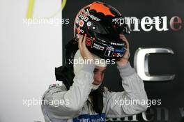 06.06.2004 Klettwitz, Germany,  DTM, Sunday, Christijan Albers (NED), DaimlerChrysler Bank AMG-Mercedes, with a special helmet to support the Dutch  National soccer team, with the text: Rember 1988, Go Holland - DTM Season 2004 at Lausitzring (Deutsche Tourenwagen Masters)