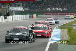 18.04.2004 Hockenheim, Germany,  DTM, Sunday, Laurent Aiello (FRA), OPC Team Phoenix, Opel Vectra GTS V8, leading a group in the midfield - DTM Season 2004 at Hockenheimring Baden-Württemberg (Deutsche Tourenwagen Masters, Deutschland)