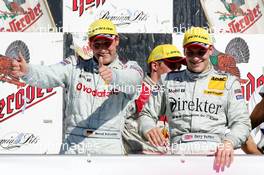 03.10.2004 Hockenheim, Germany,  DTM, Sunday, Podium, Bernd Schneider (GER), Vodafone AMG-Mercedes, Portrait (1st, left) and Gary Paffett (GBR), C-Klasse AMG-Mercedes, Portrait (3rd, right) - DTM Season 2004 at Hockenheimring Baden-Württemberg (Deutsche Tourenwagen Masters)