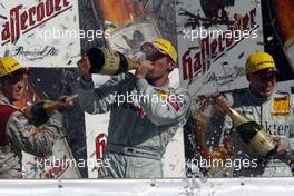 03.10.2004 Hockenheim, Germany,  DTM, Sunday, Podium, Martin Tomczyk (GER), Audi Sport Team Abt, Audi A4 DTM, Bernd Schneider (GER), Vodafone AMG-Mercedes, AMG-Mercedes C-Klasse, Mattias Ekström (SWE), Audi Sport Team Abt, Audi A4 DTM, Gary Paffett (GBR), C-Klasse AMG-Mercedes, AMG-Mercedes C-Klasse, DTM Season 2004 at Hockenheimring Baden-Württemberg (Deutsche Tourenwagen Masters, Deutschland)