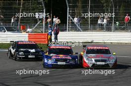 03.10.2004 Hockenheim, Germany,  DTM, Sunday, Bernd Schneider (GER), Vodafone AMG-Mercedes, AMG-Mercedes C-Klasse and Martin Tomczyk (GER), Audi Sport Team Abt, Audi A4 DTM, fighting for position - DTM Season 2004 at Hockenheimring Baden-Württemberg (Deutsche Tourenwagen Masters)