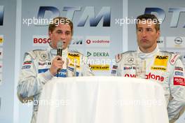 30.03.2004 Hamburg, Germany,  Christijan Albers (NED), DaimlerChrysler Bank AMG-Mercedes, Portrait, and Bernd Schneider (GER), Vodafone AMG-Mercedes, Portrait, during the press conference - DTM Presentation 2004, Rathausmarkt