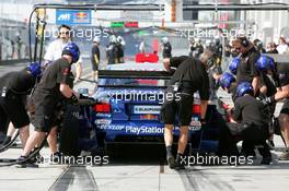 30.07.2004 Nürburg, Germany,  DTM, Friday, Pitstop practice of Mattias Ekström (SWE), Audi Sport Team Abt, Audi A4 DTM - DTM Season 2004 at Nürburgring (Deutsche Tourenwagen Masters)