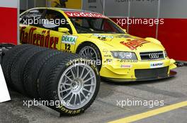 25.06.2004 Nürnberg, Germany,  DTM, Friday, Dunlop SP Sport MAXX rain tyres ready for use by Tom Kristensen (DNK), Audi Sport Team Abt Sportsline, Audi A4 DTM - DTM Season 2004 at Norisring (Deutsche Tourenwagen Masters)