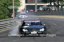 26.06.2004 Nürnberg, Germany,  DTM, Saturday, Bernd Mayländer (GER), CLK AMG-Mercedes, Mercedes CLK-DTM, locking up under breaking - DTM Season 2004 at Norisring (Deutsche Tourenwagen Masters)