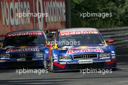 27.06.2004 Nürnberg, Germany,  DTM, Sunday, Mattias Ekström (SWE), Audi Sport Team Abt, Audi A4 DTM, in front of Martin Tomczyk (GER), Audi Sport Team Abt, Audi A4 DTM - DTM Season 2004 at Norisring (Deutsche Tourenwagen Masters)