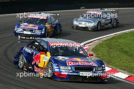 05.09.2004 Zandvoort, The Netherlands,  DTM, Sunday, Mattias Ekström (SWE), Audi Sport Team Abt, Audi A4 DTM, leading the race at the restart in front of Martin Tomczyk (GER), Audi Sport Team Abt, Audi A4 DTM and Christijan Albers (NED), DaimlerChrysler Bank AMG-Mercedes, AMG-Mercedes C-Klasse - DTM Season 2004 at Circuit Park Zandvoort (Deutsche Tourenwagen Masters)