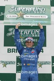 02.05.2004 Brno, Czech Republic, Sunday, April, Fabrizio Del Monte, ITA, GP Racing wins the prize of 10000 euros - SUPERFUND EURO 3000 Championship, CZE - SUPERFUND COPYRIGHT FREE editorial use only