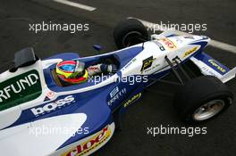 11.09.2004 Dijon, France, Saturday 11 September 2004, Allam Khodair, BRA, ADM Motorsport, driving out of the pitbox - SUPERFUND EURO 3000 Championship Rd 7, Circuit Dijon-Prenois, France, FRA - SUPERFUND COPYRIGHT FREE editorial use only