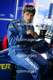 11.09.2004 Dijon, France, Saturday 11 September 2004, Fabrizio Del Monte, ITA, GP Racing, portrait, sitting on the sidepod of his car - SUPERFUND EURO 3000 Championship Rd 7, Circuit Dijon-Prenois, France, FRA - SUPERFUND COPYRIGHT FREE editorial use only