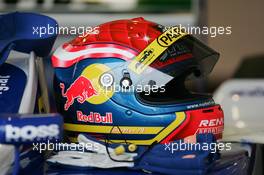 29.05.2004 Estoril, Portugal, Saturday 29 May 2004, Helmet of Norbert Siedler, AUT, ADM Motorsport, lying on the sidepod of the car - SUPERFUND EURO 3000 Championship Rd 2, Estoril, Portugal, PRT - SUPERFUND COPYRIGHT FREE editorial use only